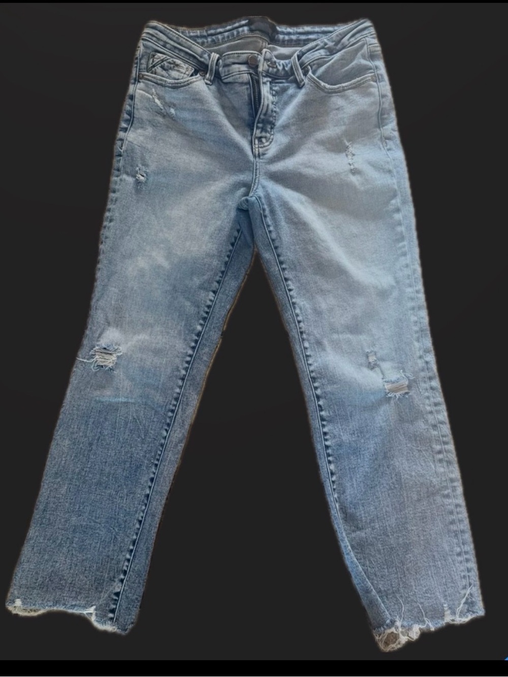 Buckle Light Blue Distressed Straight-Leg Jeans